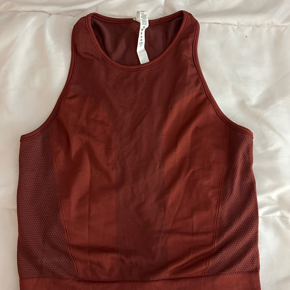 lululemon burgundy halter tank top size 8
